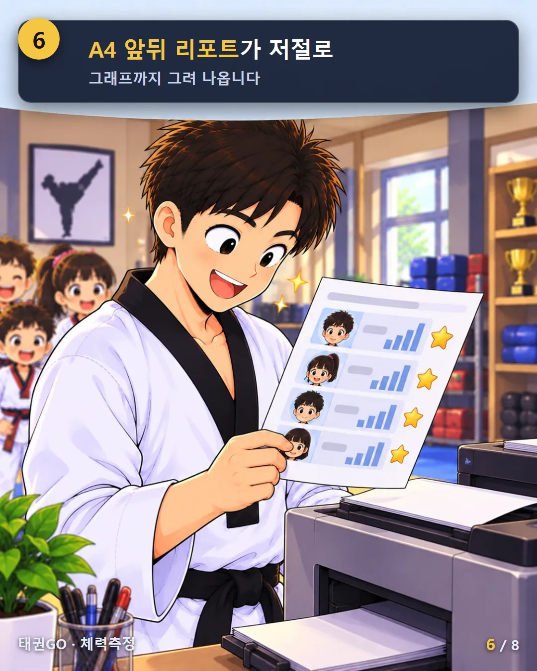 6컷 — A4 앞뒤 리포트가 저절로