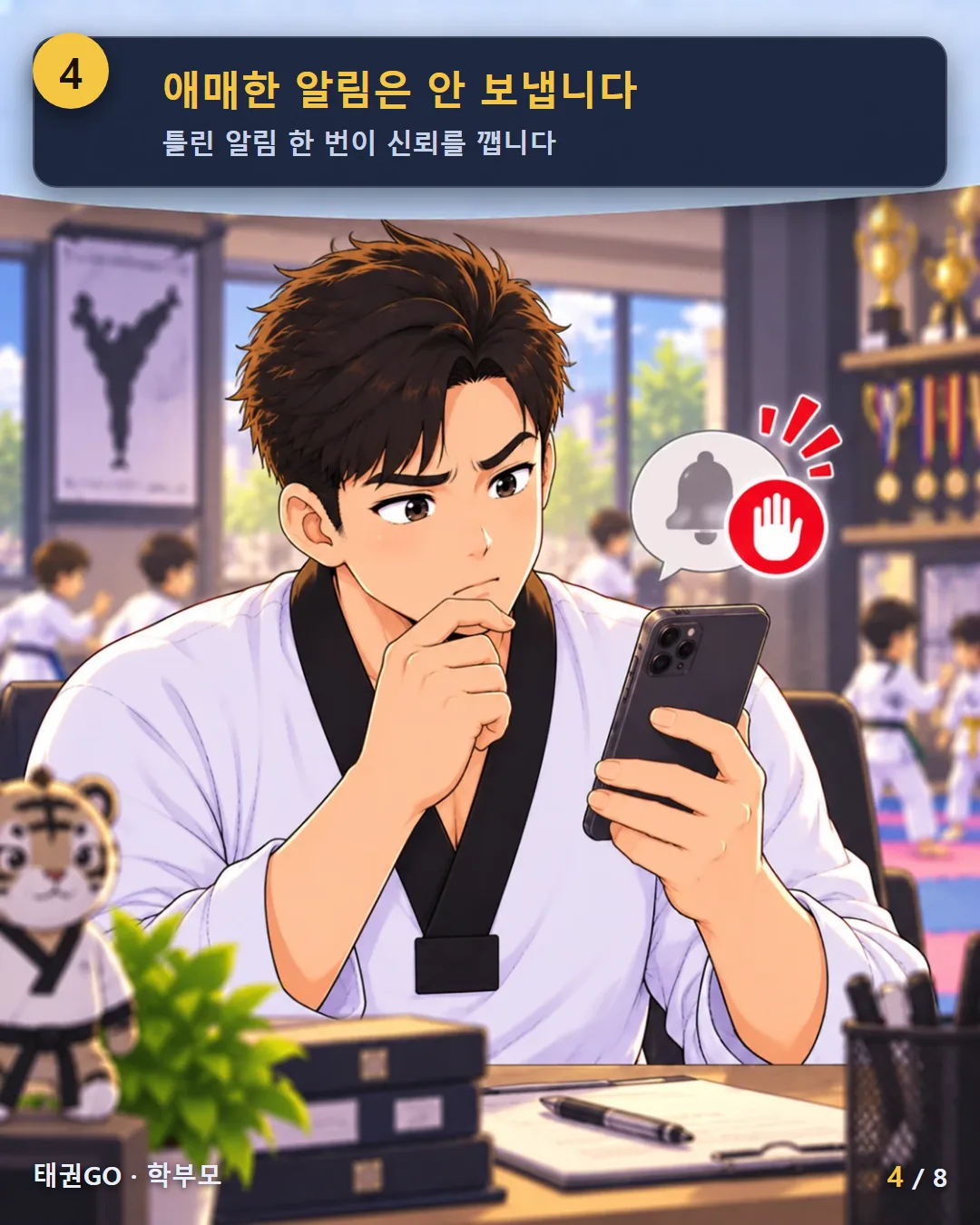 4컷 — 애매한 알림은 안 보냅니다